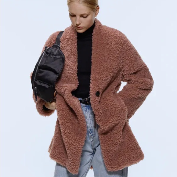 ZARA PINK TEDDY FLEECE COAT #Cybermondaysale - Picture 3 of 8